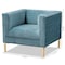 Baxton Studio Seraphin Light Blue Velvet Upholstered Gold Finished Armchair 157-9795 - alternate 7